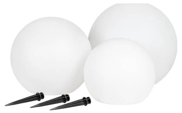 3 lampes solaires LED LIFTON Blanc - Matière plastique - En partie en bois massif - 30 x 30 x 30 cm