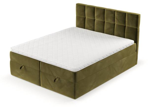 Boxspringbett SAVIO mit Stauraum Kronos Olivgrün - Liegefläche Breite: 140 cm