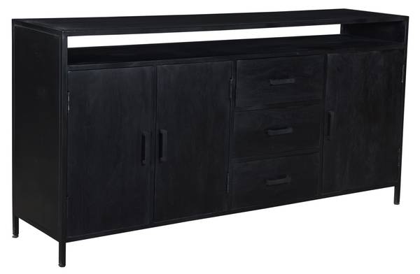 Sideboard Kala Schwarz - Massivholz - 180 x 85 x 40 cm