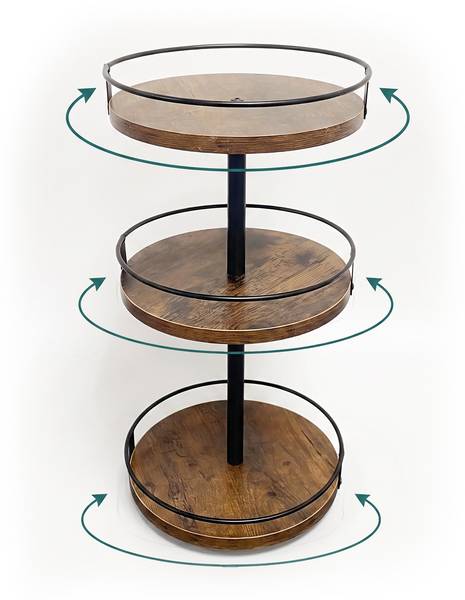 Étagère pivotante Noir - Marron - Fer - 25 x 48 x 25 cm