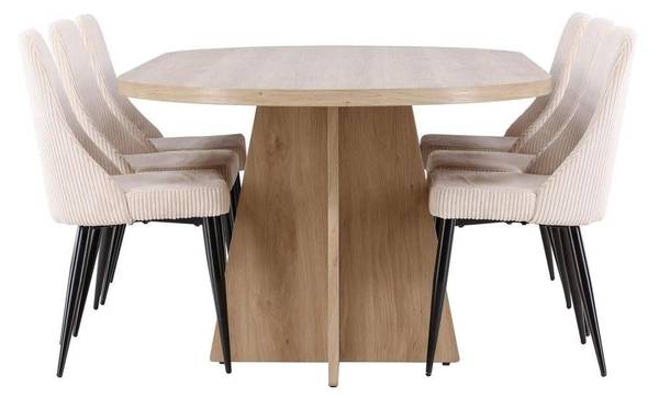Essgruppe Bootcut + Leone (7-teilig) Braun - Cord - 230 x 76 x 115 cm