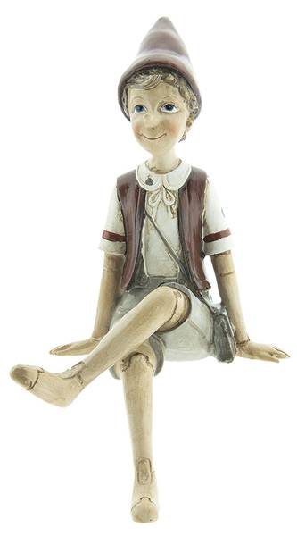 Beeld Pinokkio Deko&Carter beige - kunststof - 12 x 23 x 13 cm