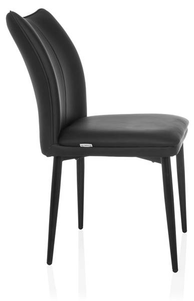 Esszimmerstuhl VISETO Schwarz - Flachgewebe - Polyester - Kunstleder - 61 x 87 x 47 cm