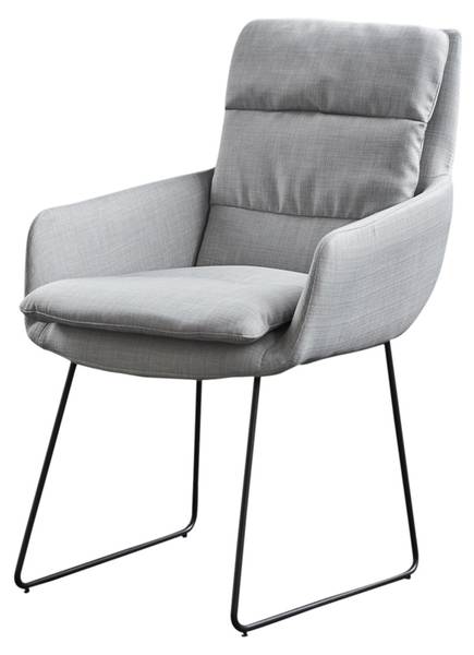 Chaise VINCE Microfibre pied traîneau Gris - Coton - 60 x 92 x 58 cm