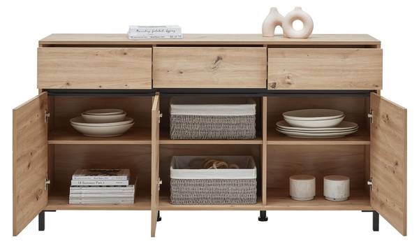 Sideboard ARRAN Schwarz - Braun - Holzwerkstoff - 157 x 90 x 40 cm