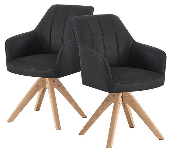 Eetkamerstoelen Thomas set van 2 stuks zwart - massief hout - 57 x 85 x 62 cm