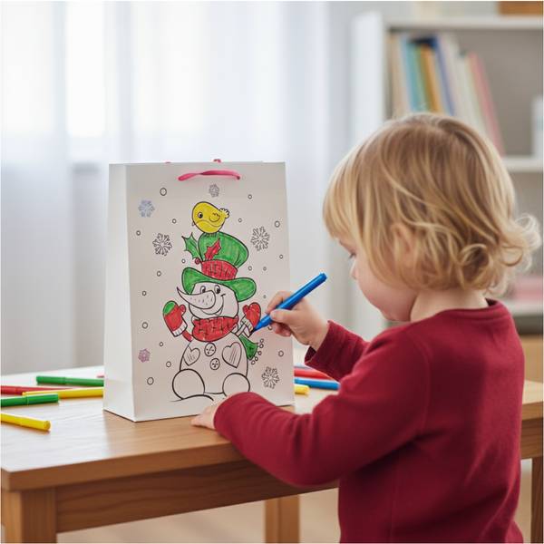 Geschenktüte Malen mit Filzstiften KIDS Weiß - Papier - 26 x 10 x 32 cm