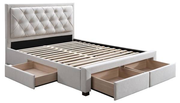 Bettrahmen LEOPOLD Beige - Textil - 217 x 123 x 165 cm