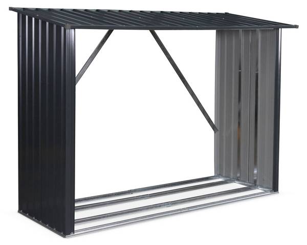 Kaminholzregal Epicea Grau - Metall - 215 x 155 x 80 cm