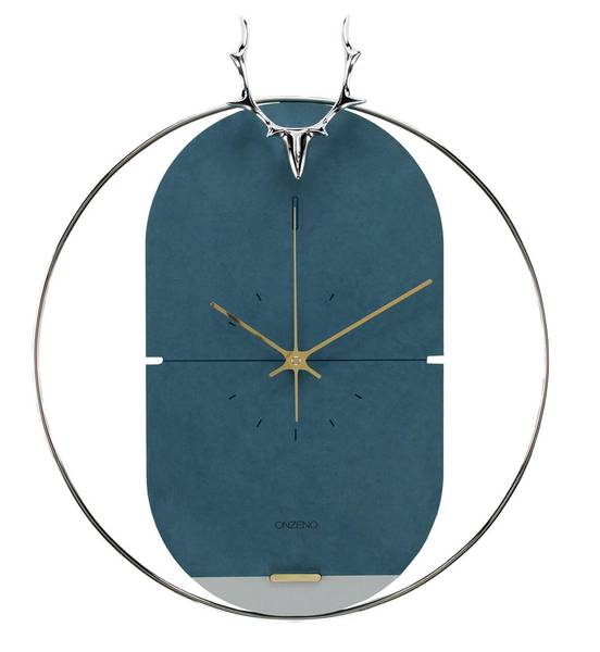 Horloge murale design Bois Cercle 1 Bleu - Bois manufacturé - Métal - 46 x 51 x 2 cm