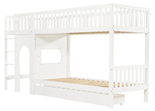 Etagenbett LucyWoodyⅠ Weiß - Holzwerkstoff - 99 x 160 x 301 cm