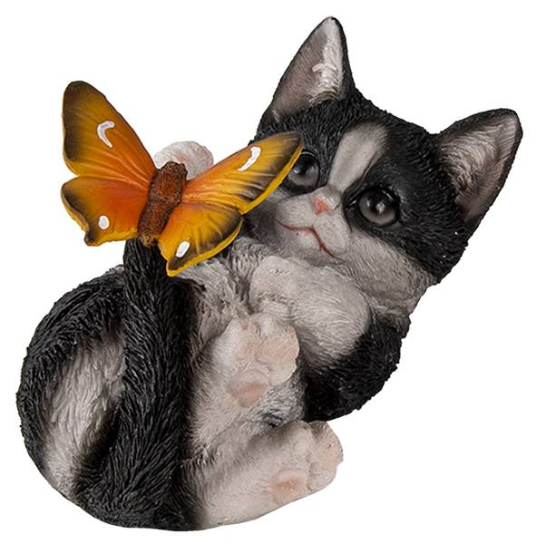 Beeld Kat Deko&Santiago zwart - kunststof - 8 x 11 x 14 cm