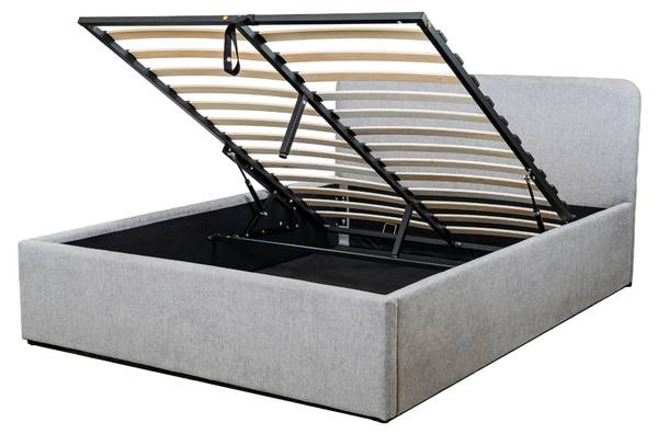 Bett YSA mit Bettkasten Grau - Holzwerkstoff - 150 x 88 x 205 cm