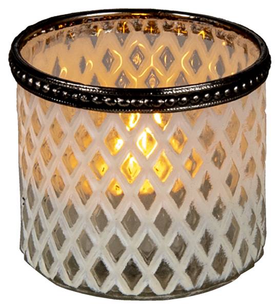 Theelichthouder Kyri wit - glas - 8 x 7 x 8 cm