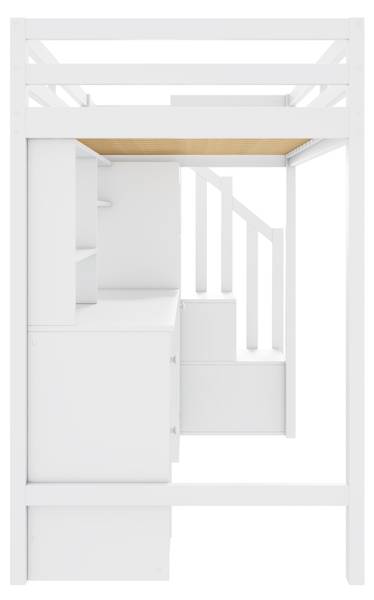 Hochbett AtticWoody Ⅰ Weiß - Massivholz - 94 x 165 x 251 cm