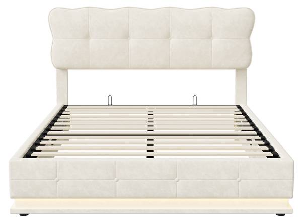 Boxspringbett mit Stauraum MPK05 Beige - Metall - Massivholz - 146 x 110 x 204 cm