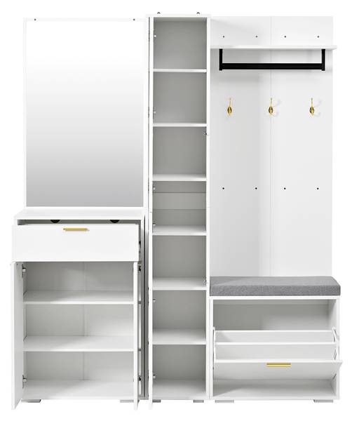 Kledingkastset LucyDiana wit - plaatmateriaal op houtbasis - 36 x 180 x 150 cm