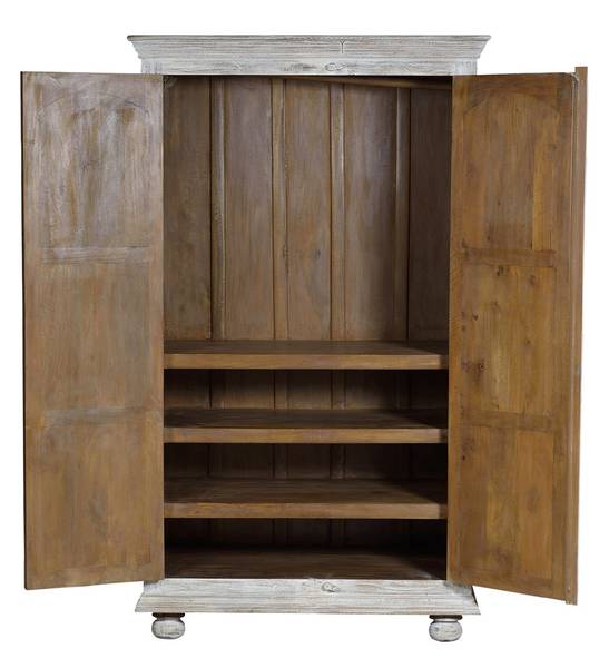 Schrank 6422 Weiß - Massivholz - 60 x 200 x 114 cm