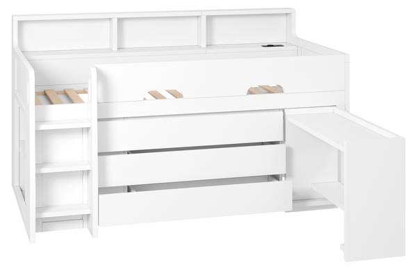 Hochbett Nymphs Ⅱ Weiß - Massivholz - 112 x 133 x 205 cm