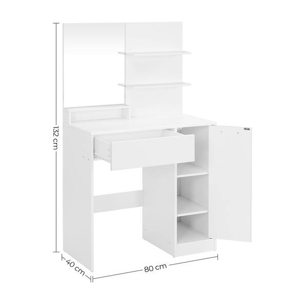 Schminktisch Castries Weiß - Holzwerkstoff - 40 x 132 x 80 cm