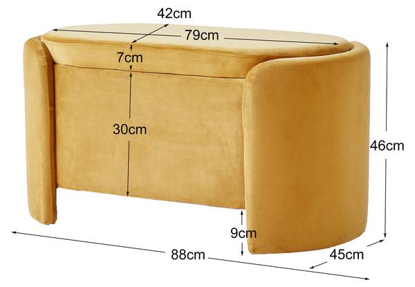 Sitzbank MOSS Gelb - Textil - 88 x 46 x 45 cm