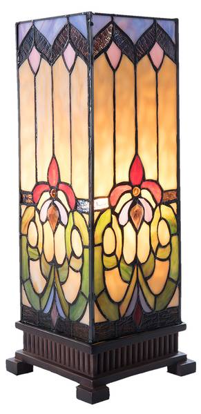 Tiffany Tischlampe Daniela Beige - Glas - 17 x 44 x 17 cm