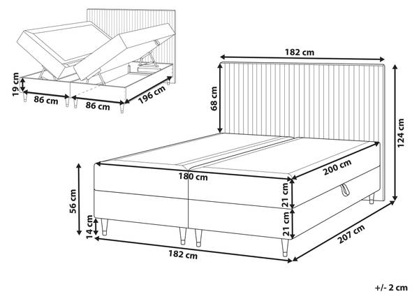 Doppelbett DAME Beige - Taupe - Liegefläche Breite: 180 cm