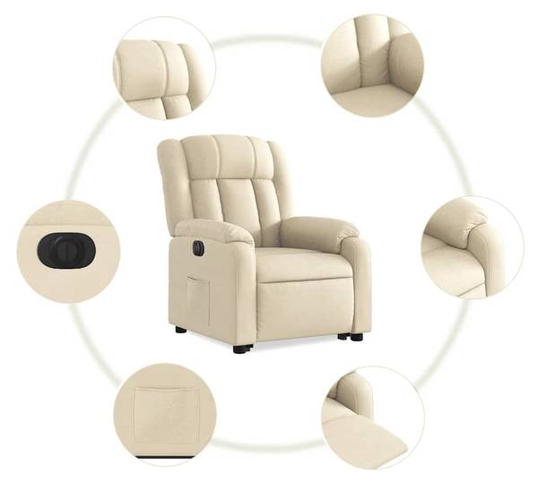 Fauteuil inclinable levage 3032399-3 Crème - Blanc