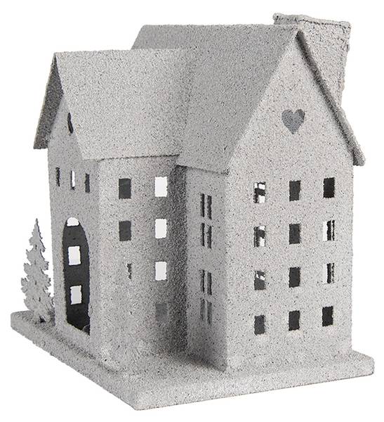 Dekorationsfigur Haus Xmas&Evin Grau - Metall - 17 x 24 x 26 cm