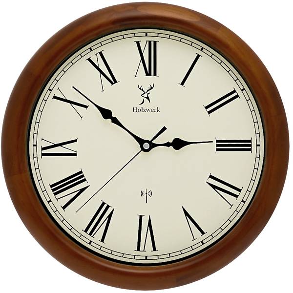 Funk-Wanduhr WILDBERG Braun - Massivholz - 35 x 35 x 3 cm