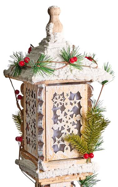 LED Deko LENTIRA Braun - Grün - Weiß - Massivholz - 16 x 80 x 16 cm