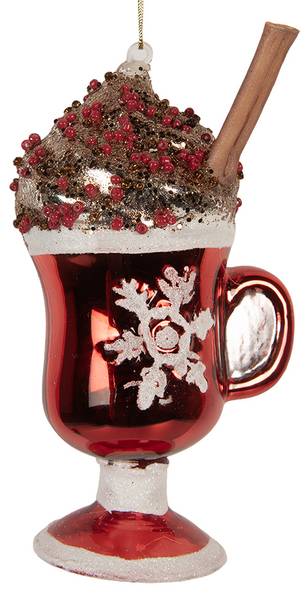 Kersthanger MC675289 rood - glas - 6 x 12 x 7 cm