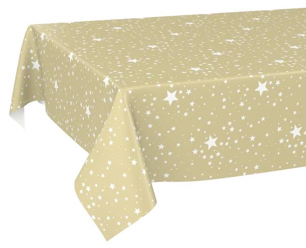 Wachstuchtischdecke Sterne Beige - Tiefe: 180 cm