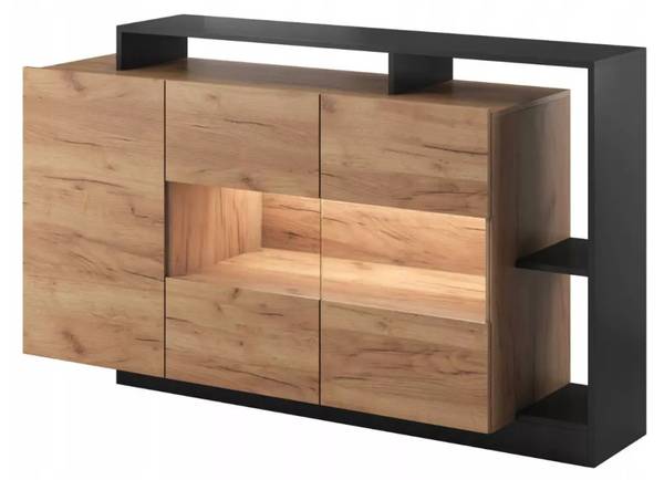 Buffet Alva Anthracite - Chêne clair