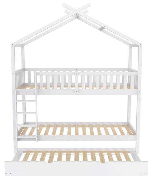 Hausbett BB3600 Weiß - Massivholz - 95 x 235 x 205 cm