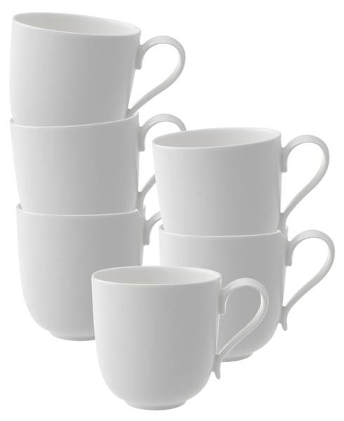Henkelbecher New Cottage Basic 6er Set Weiß - Porzellan - 8 x 10 x 12 cm