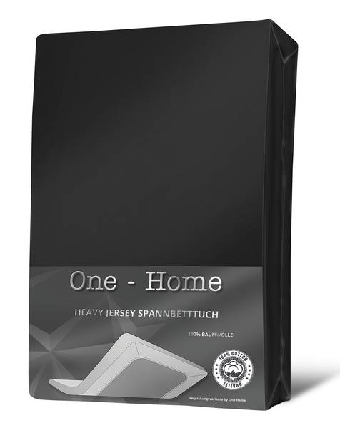 Bettlaken schwarz 180-200x220 cm Heavy Schwarz - Jersey - 200 x 4 x 220 cm