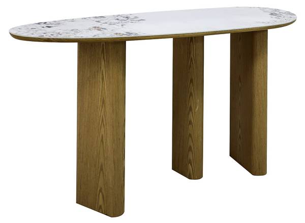 Konsolentisch MODREYO Braun - Weiß - Keramik - Massivholz - 40 x 80 x 150 cm