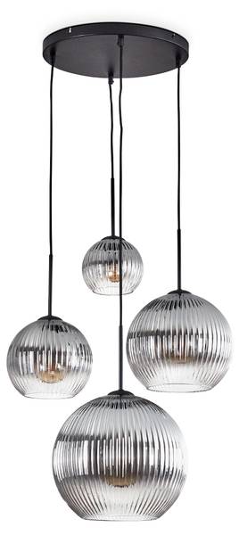Pendelleuchte Cesaro Grau - Aluminium - Klarglas - 38 x 147 x 37 cm