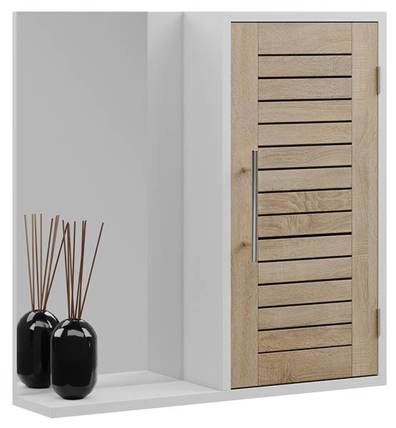 Badspiegelschrank Looma 57486 Braun - Weiß - Holzwerkstoff - 60 x 60 x 14 cm