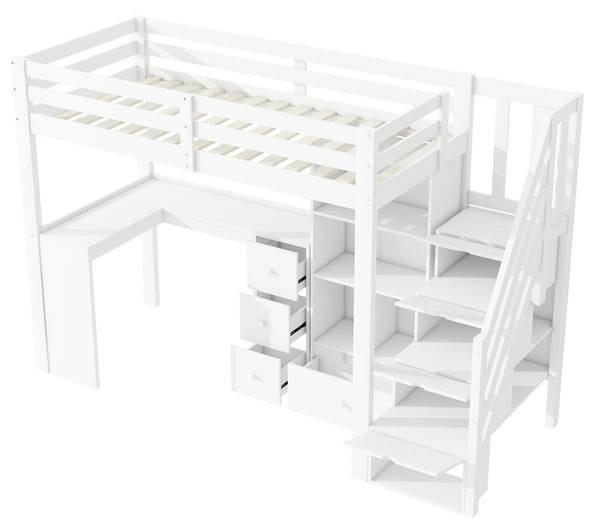 Lit mezzanine LucyWoody Ⅰ Noir - Pin - 95 x 160 x 254 cm