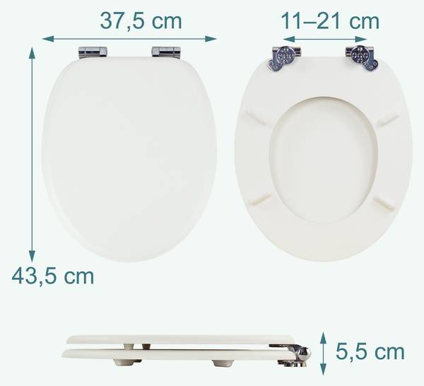 Abattant WC à fermeture douce Argenté - Blanc