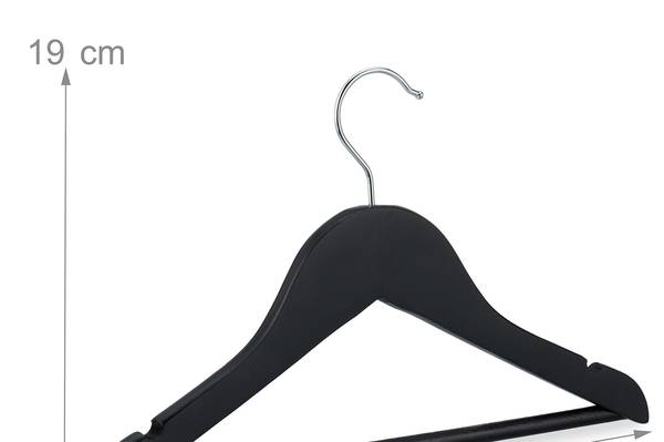 Set van 20 houten kinderkledinghangers zwart - zilver