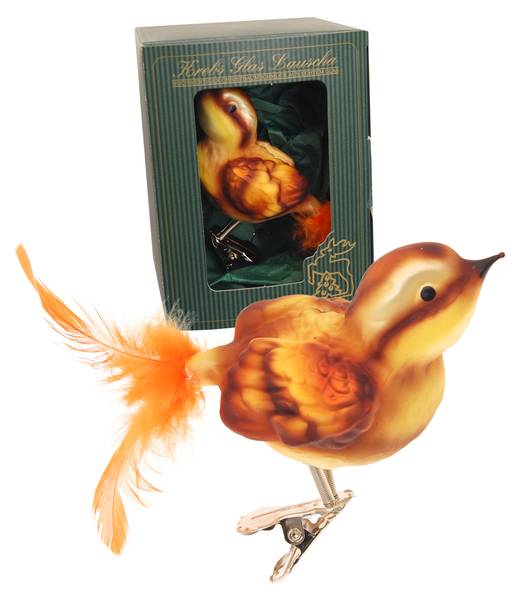 Weihnachtsornament Spatz 1-tlg. Glas - 5 x 5 x 8 cm