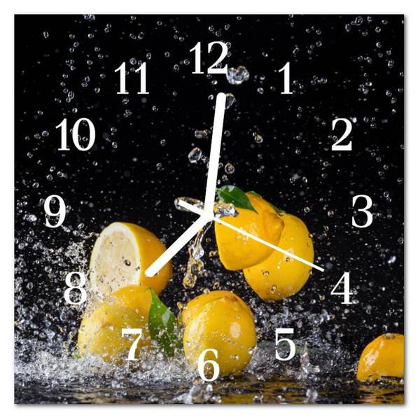 Wanduhr Zitronen gelb Gelb - Glas - 30 x 30 x 1 cm
