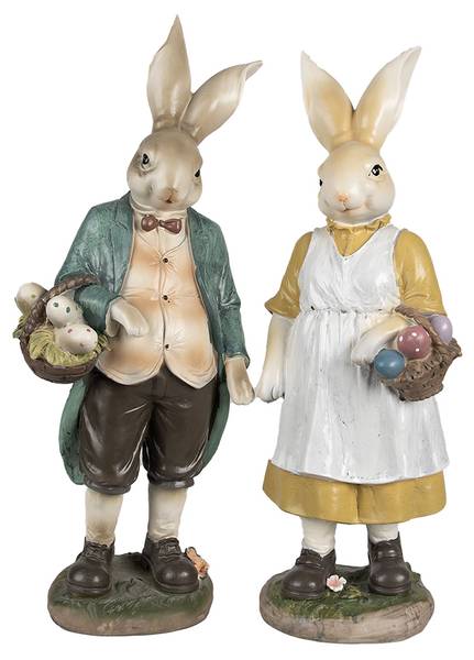 Figur Kaninchen DekoEaster-Andres Beige - Kunststoff - 11 x 38 x 14 cm