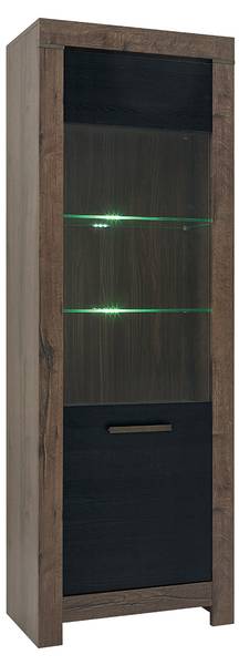 Vitrinekast Adam bruin - plaatmateriaal op houtbasis - 68 x 196 x 39 cm