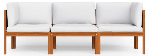 Gartensofa 3057883 3-teilig Weiß - Polyester - Akazie - 65 x 60 x 65 cm