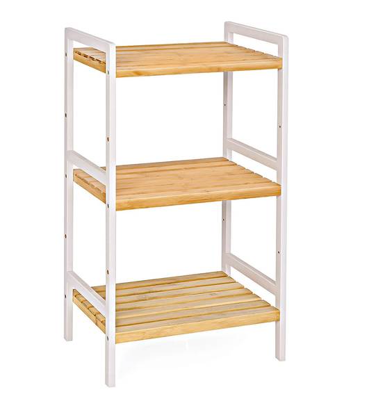 Standregal Küchenregal Akron Weiß - Bambus - 32 x 80 x 45 cm