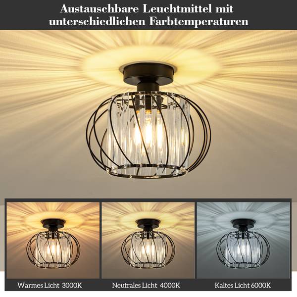 Deckenleuchte Finsterwalde II Schwarz - Metall - 25 x 25 x 21 cm